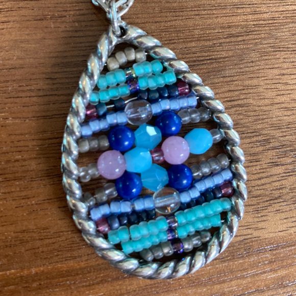 Brighton Necklace, beaded teardrop pendant - Picture 4 of 4